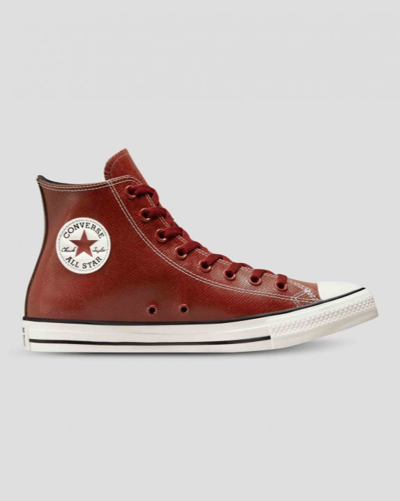 Unisex Converse Chuck Taylor All Star Embossed Leather High Top Dark Terracotta
